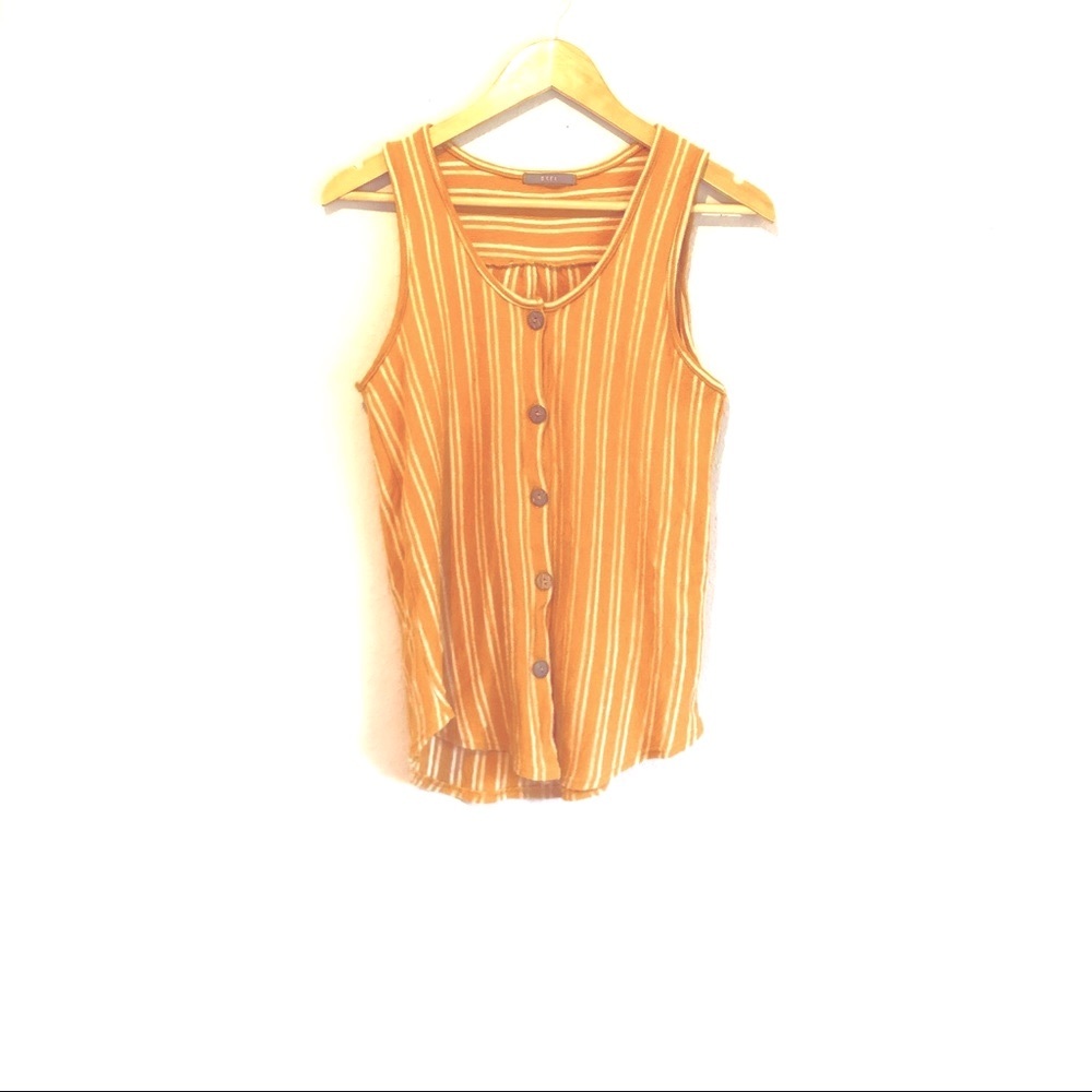 Gyft boutique tank striped mustard yellow medium